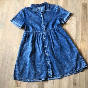 Blue Casual A-Line Polo Collar Dress